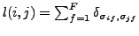 $ l(i,j) = \sum_{f=1}^{F} \delta_{\sigma_{if},\sigma_{jf}}$