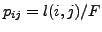 $ p_{ij} = l(i,j)/F $