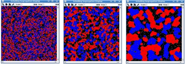 Screenshots of Schelling's 'Model of Segregation'