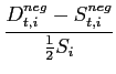 $\displaystyle {\frac{{D^{neg}_{t,i}-S^{neg}_{t,i}}}{{ \frac{1}{2}S_{i}}}}$