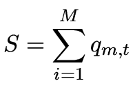 $\displaystyle S = \sum\limits_{i = 1}^M {q_{m,t} }$