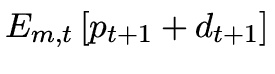 $ E_{m,t} \left[ {p_{t + 1} + d_{t + 1} } \right]$